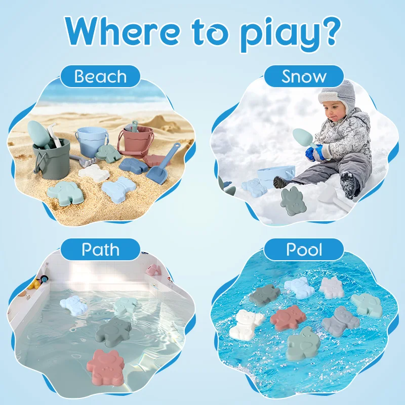 Juguetes de playa de silicona blanda para arena y agua infantil - imagen 3