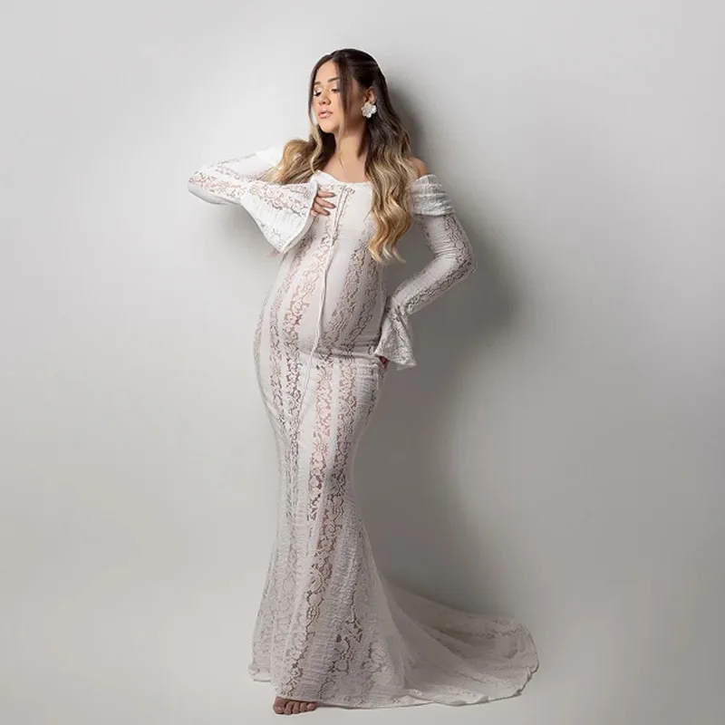 Vestido maternidad elástico mangas acampanadas
