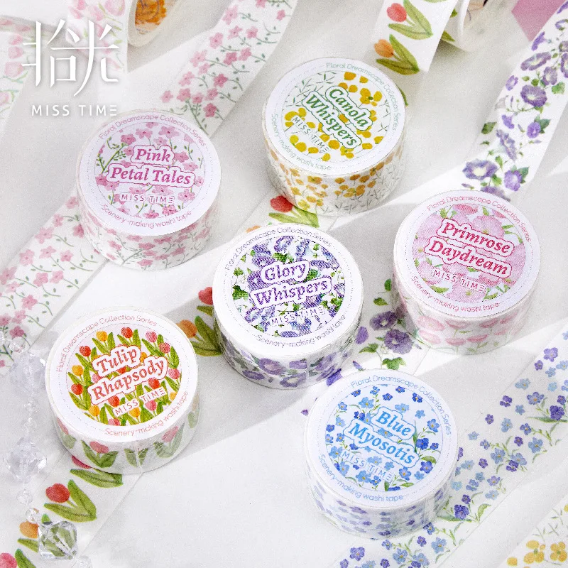 Cintas adhesivas decorativas flores estilo japonés para scrapbooking - imagen 5