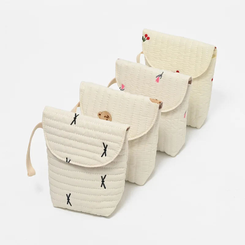 Bolsa de pañales bordada de algodón para cochecito