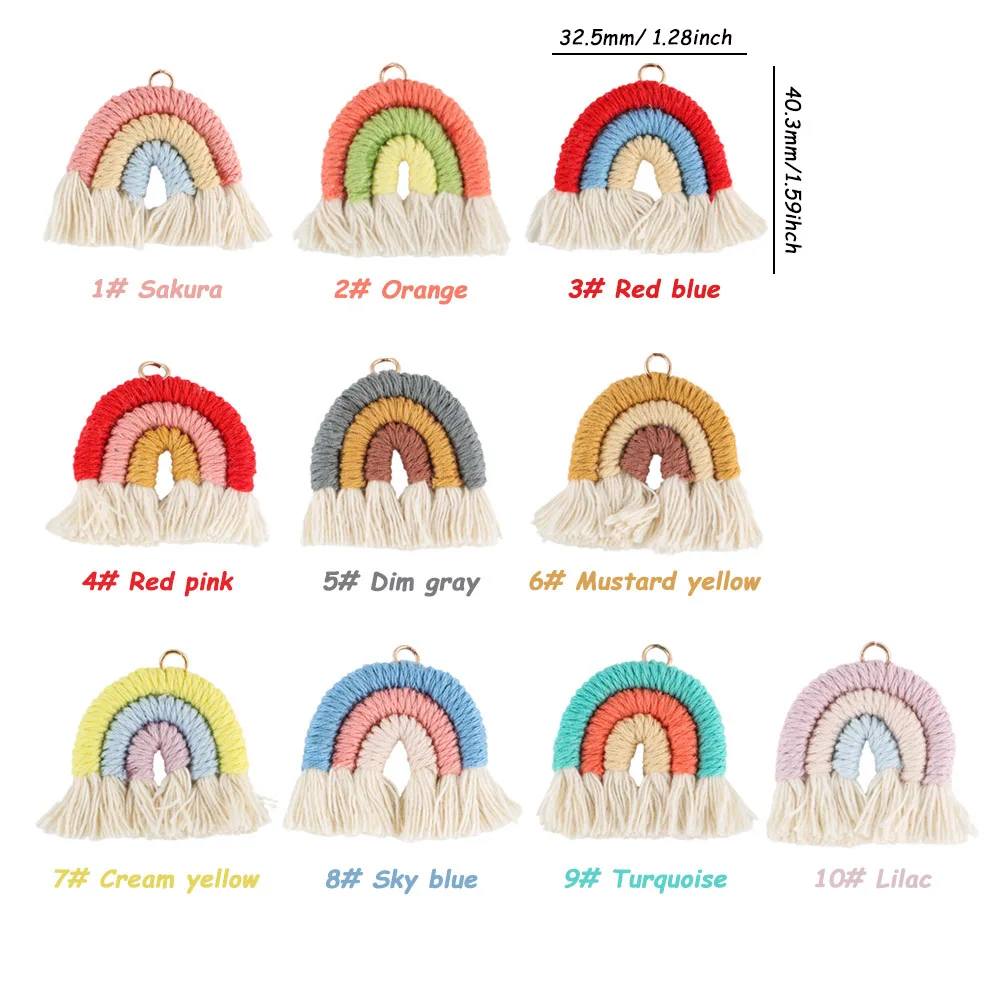Colgante de borlas arcoíris tejido para accesorios de pelo y llavero - imagen 4