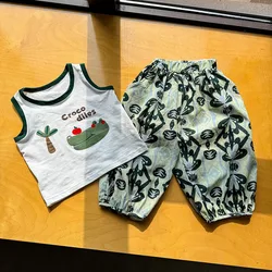 MILANCEL conjunto de verano chaleco frutal y pantalón informal fino