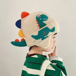 Gorro de invierno para niño con dinosaurios, cálido y cortaviento