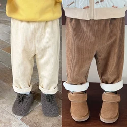 Pantalones de pana para niños con forro polar térmico invierno