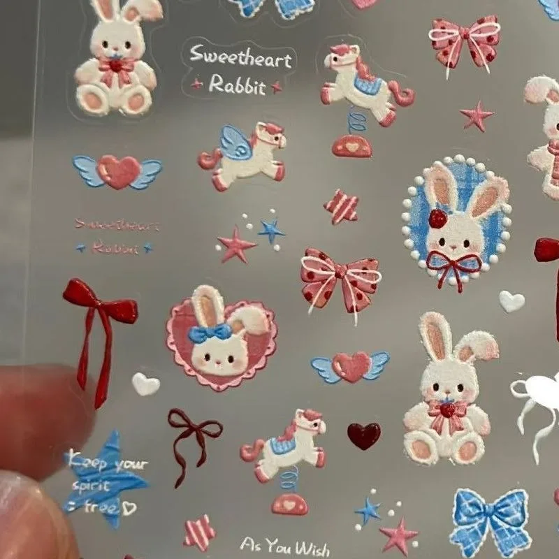Pegatinas de conejo con fresas estilo tierno para decorar manualidades - imagen 5