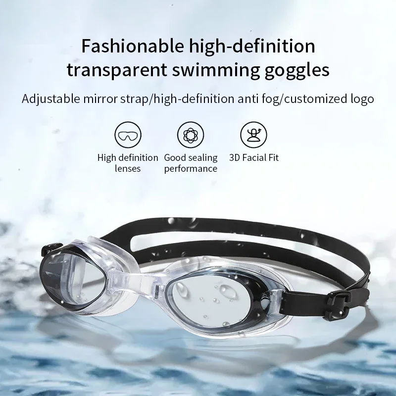 Gafas de natación impermeables antivaho con correa ajustable y bolsa