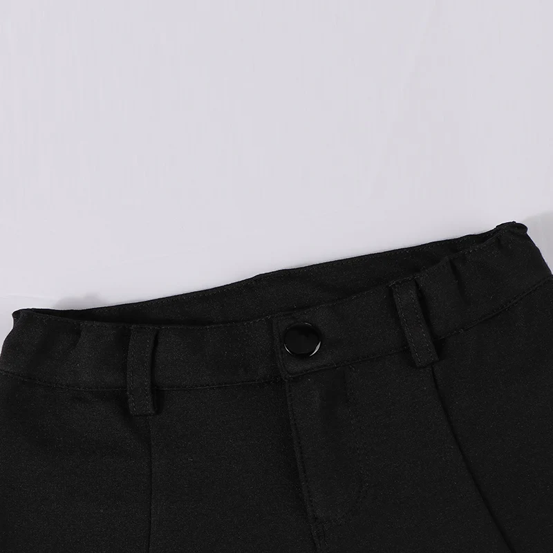 Pantalones largos negros para niños con cintura elástica y cremallera - imagen 3