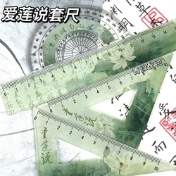 Juego de reglas de dibujo, regla triangular y transportador escolar