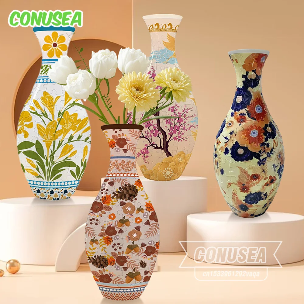 Rompecabezas 3D florero panda plástico con diseño de porcelana