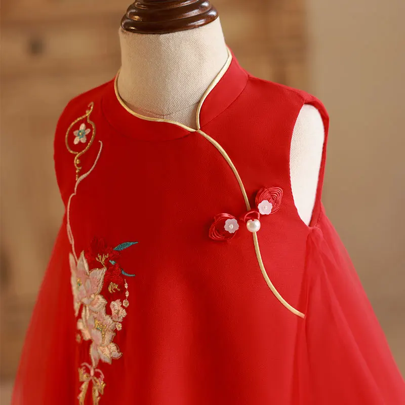 Vestido de verano para niñas sin mangas con bordado floral - imagen 5