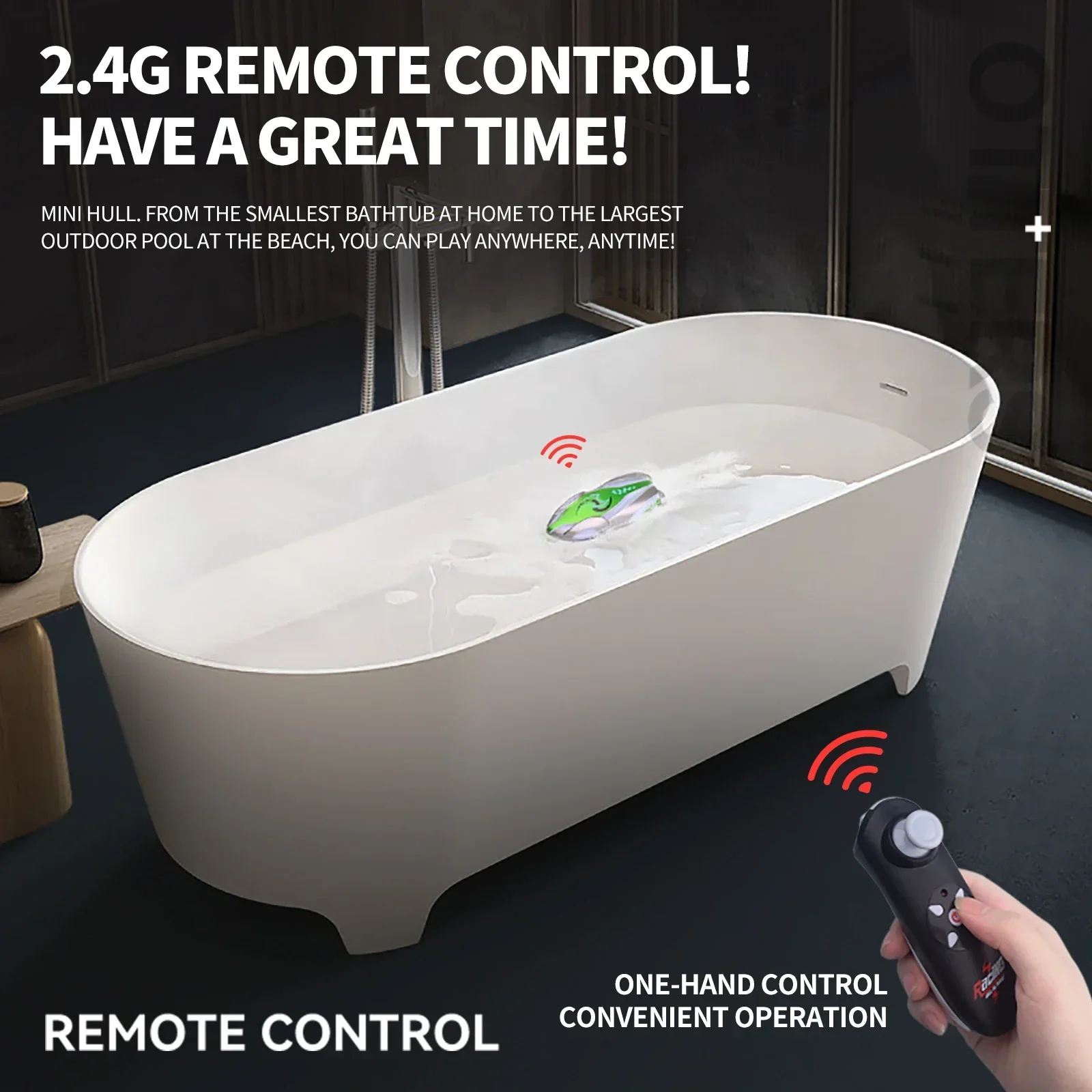 Barco teledirigido acuático 360° con luz LED para piscina - imagen 4