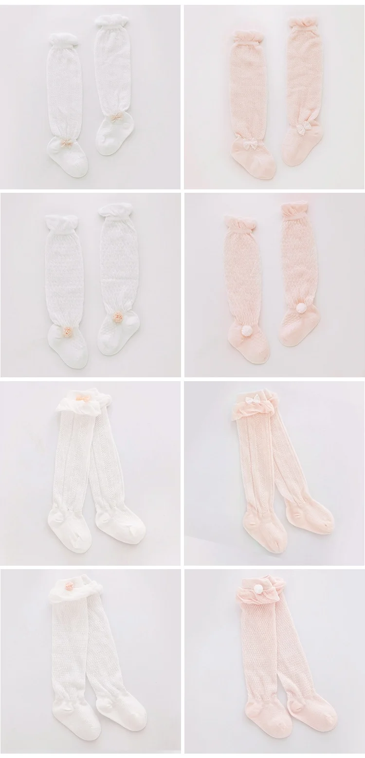Calcetines de encaje con lazo en tono claro