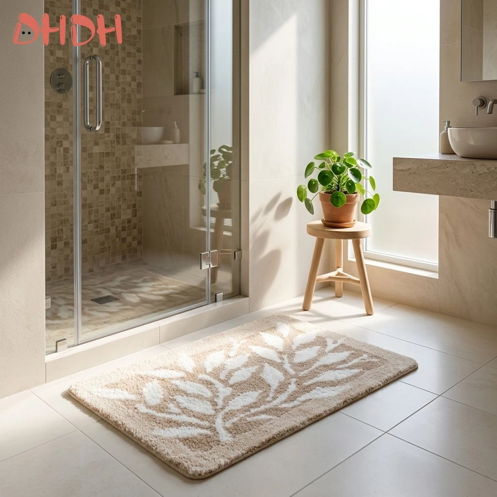 Alfombra de baño antideslizante absorbente con diseño floral