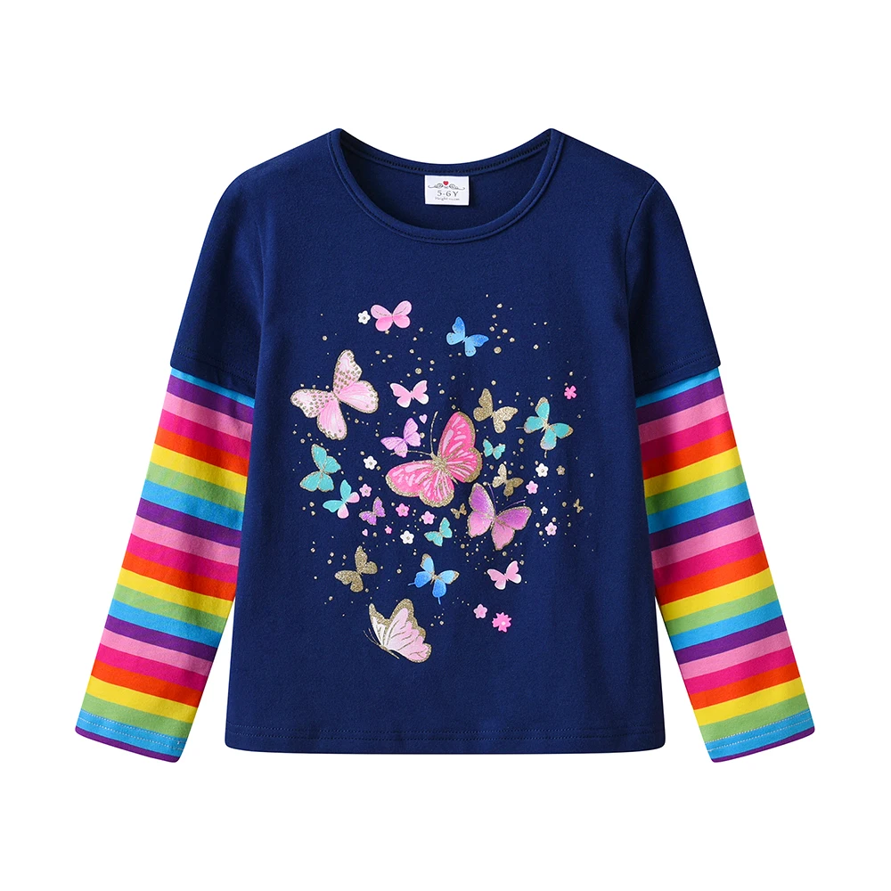 DXTON camisetas de mariposas para niñas, manga arcoíris - imagen 3