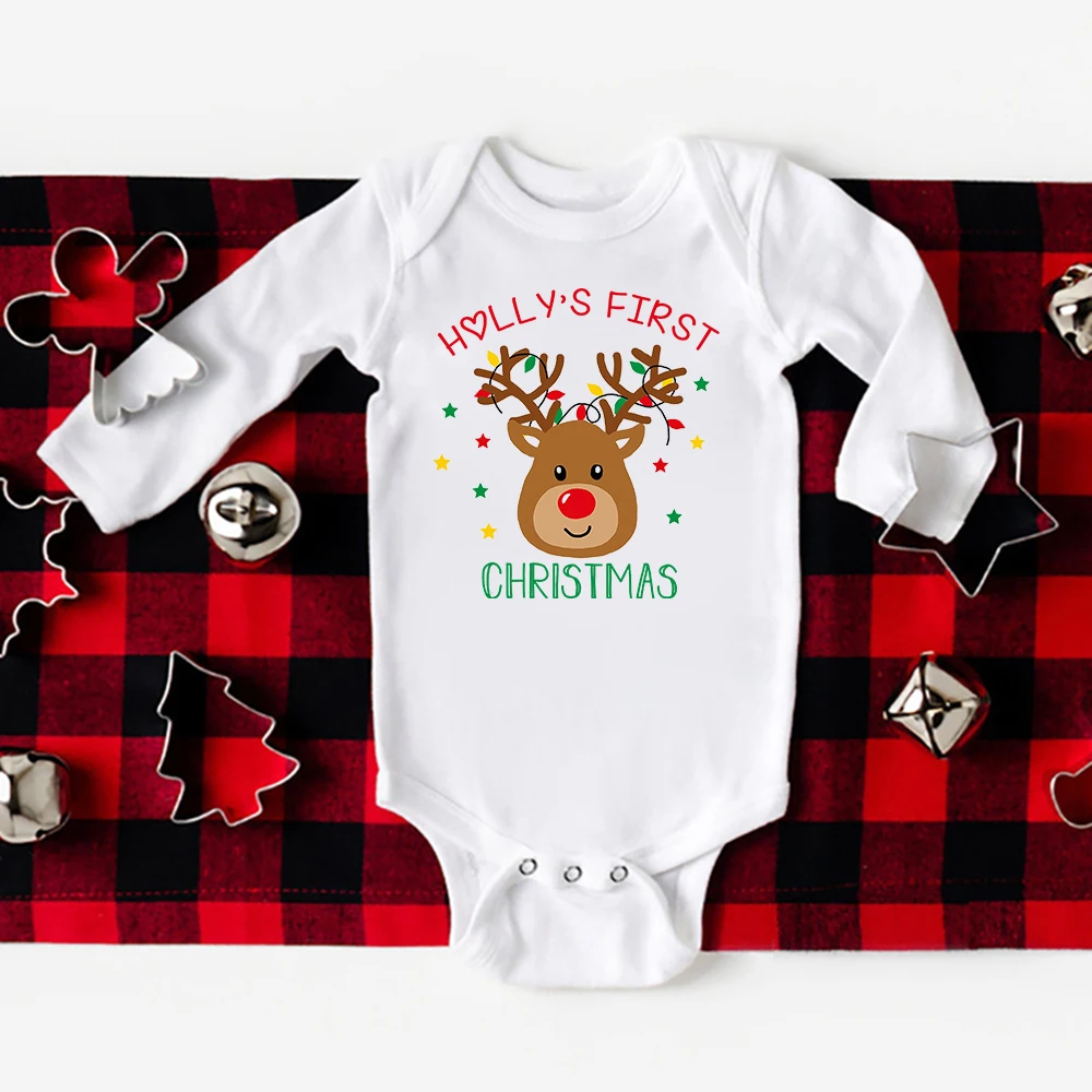 Body primera navidad bebé – Personalizado con nombre, manga larga - imagen 5