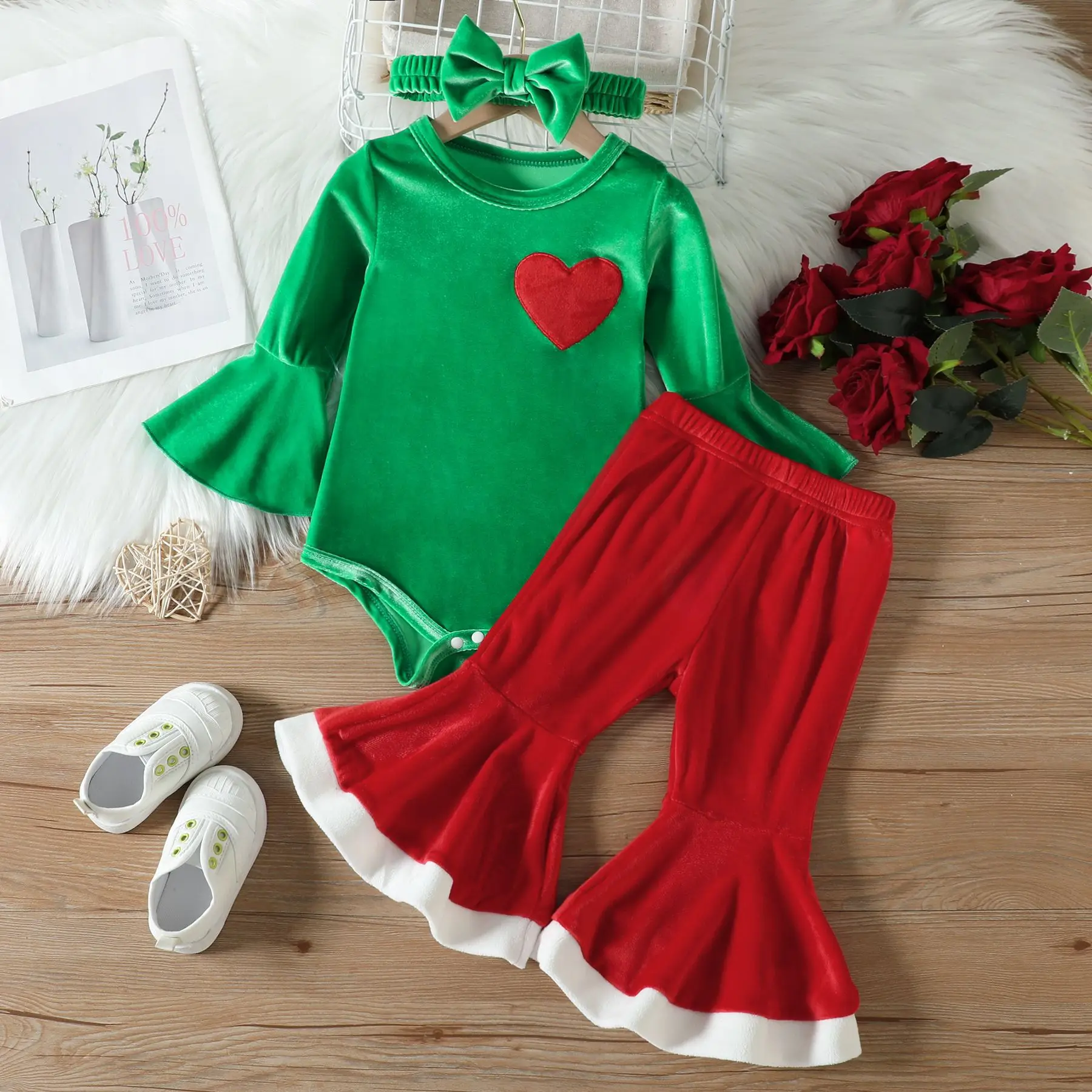 Conjunto invierno niña recién nacida de lana: mono y diadema - imagen 2