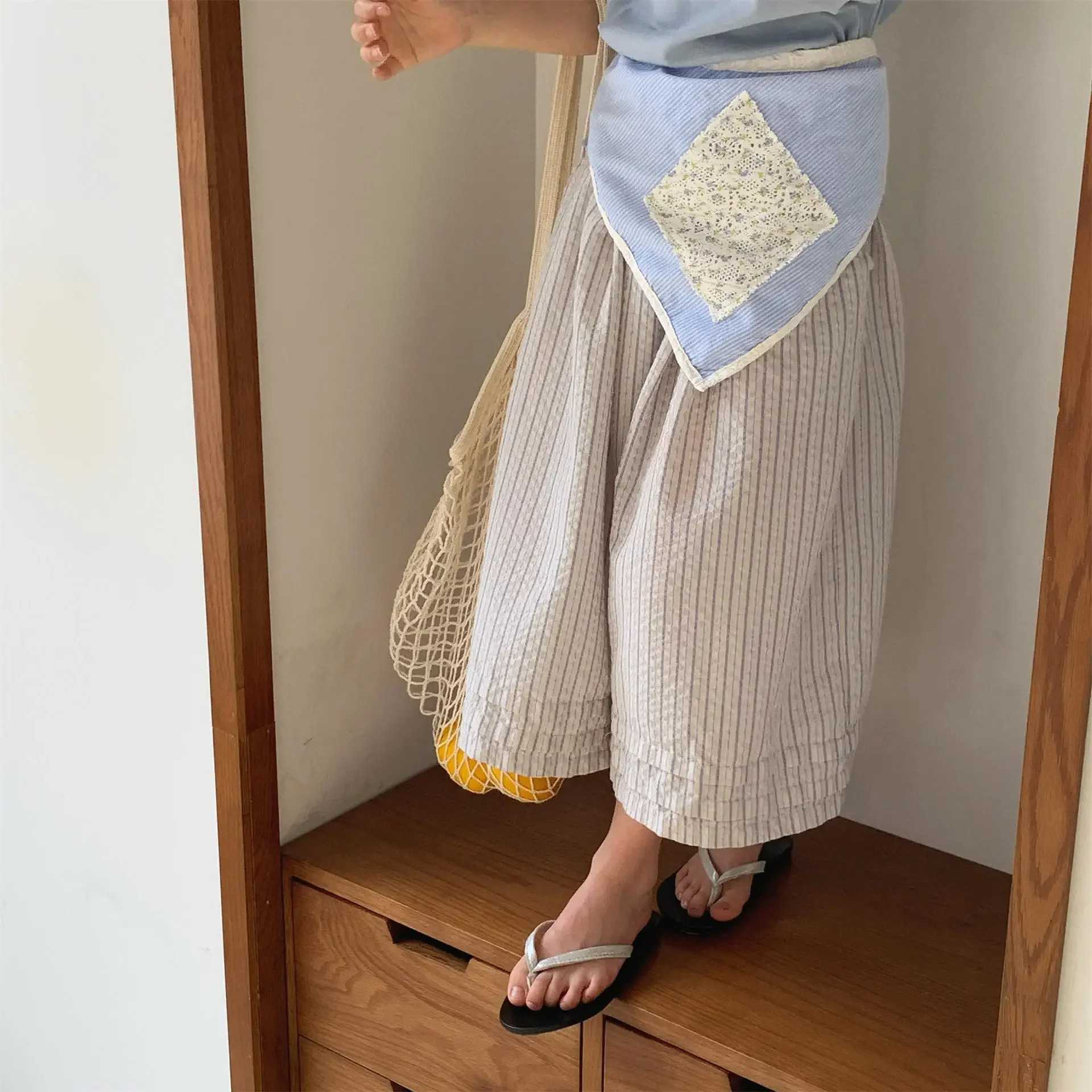 Pantalones antimosquitos de algodón y lino para niñas – Pierna ancha - imagen 4