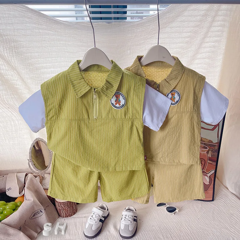 Conjunto de verano para bebés con camiseta y pantalón corto - imagen 3