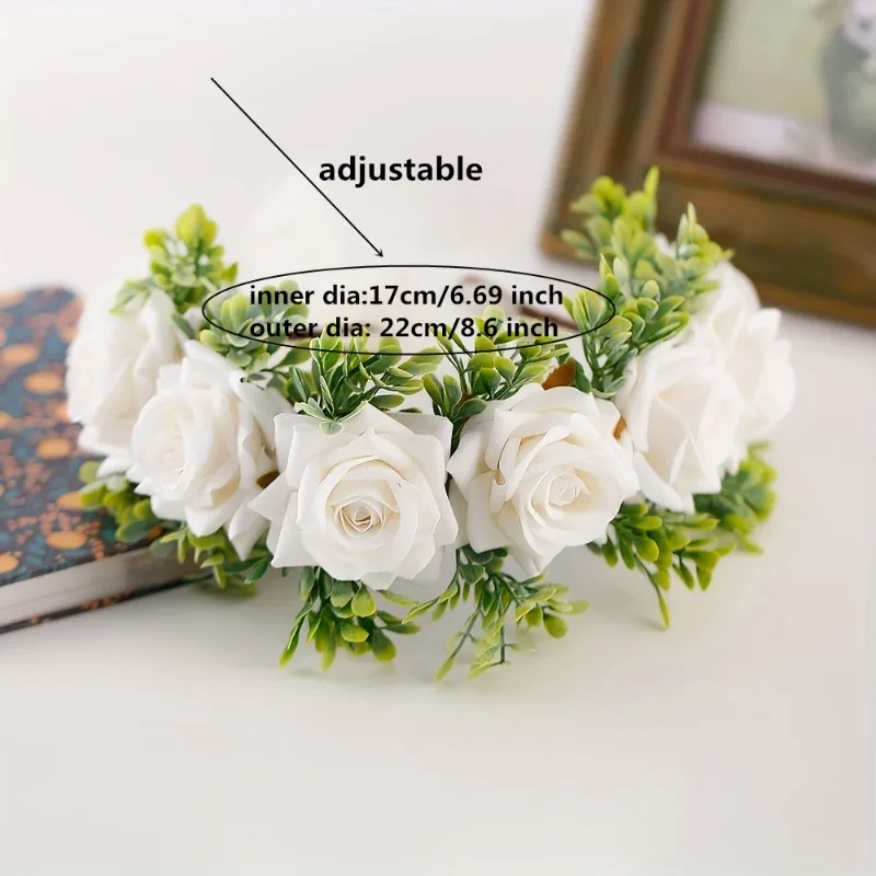Corona de flores artificiales bohemia para niña, diadema floral - imagen 4