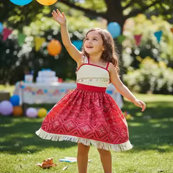 Vestido navideño niña con encaje y forro suave princesa tribal