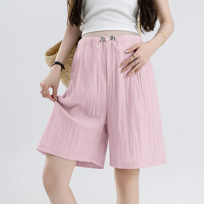 Pantalones cortos de maternidad con cordón y cintura elástica