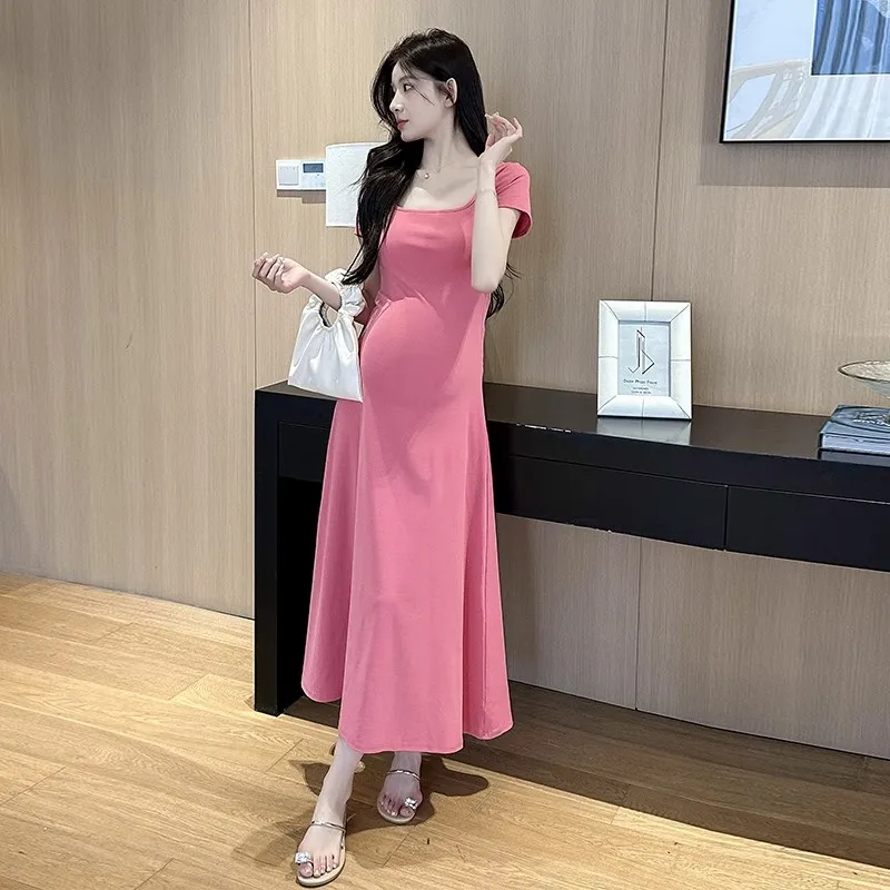 Vestido de premamá de verano manga corta tipo midi holgado ligero - imagen 4