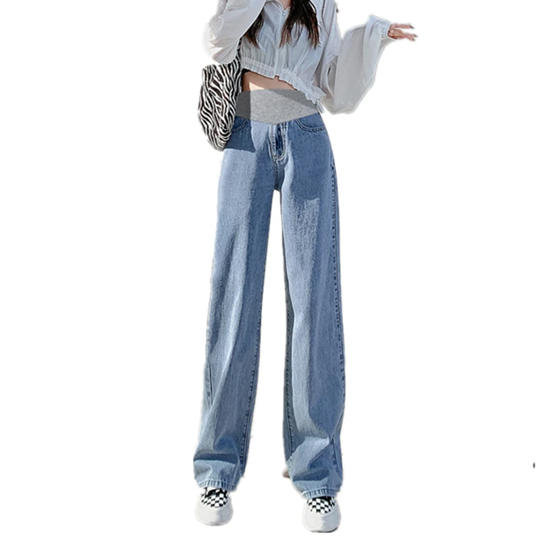 Pantalones vaqueros de maternidad otoño pierna ancha vintage