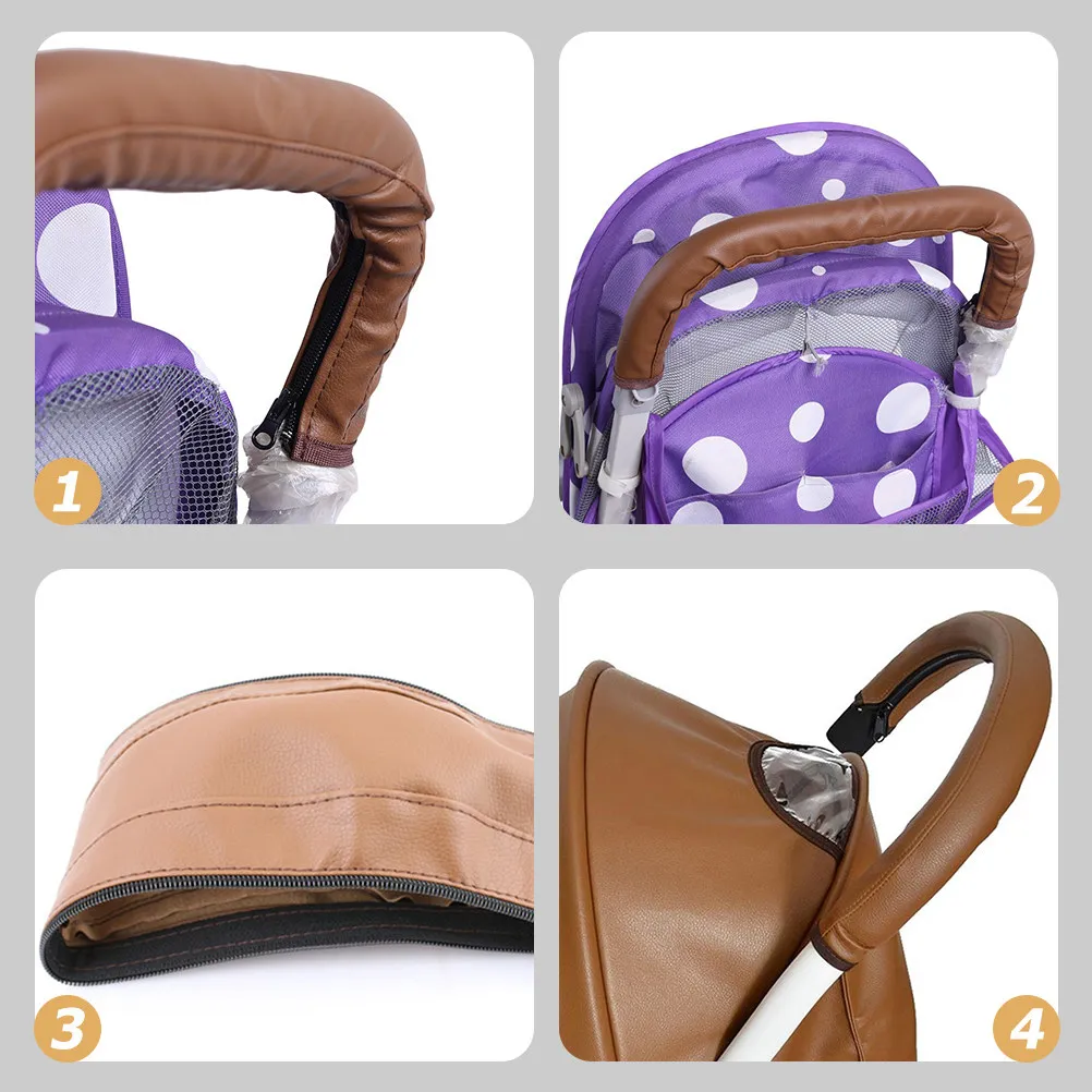 Funda protectora de manillar de cochecito PU antirrayas y sudor - imagen 2