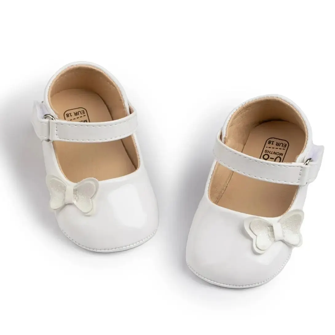 Meckior Zapatos de piel para bebé niña – Antideslizantes con lazo - imagen 5