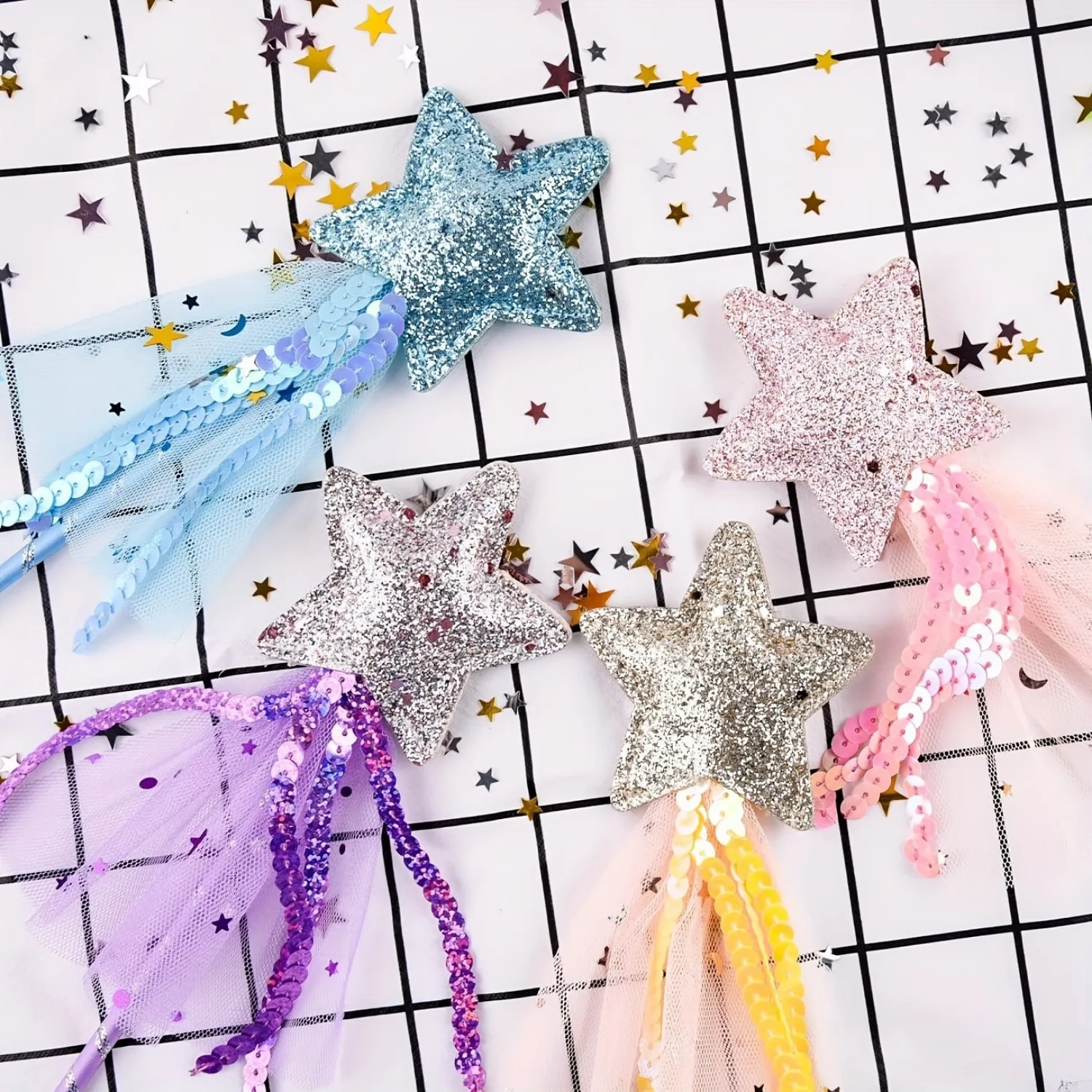 Varita mágica infantil de hada con estrellas y purpurina para niña - imagen 5