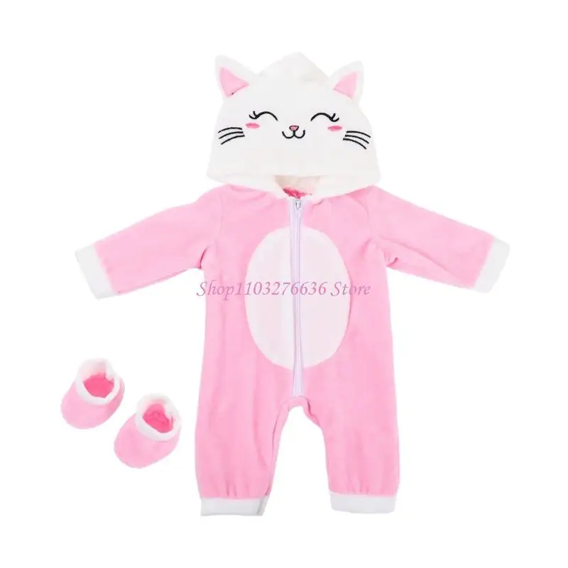 Traje de invierno en felpa suave con dibujos animados para muñeca