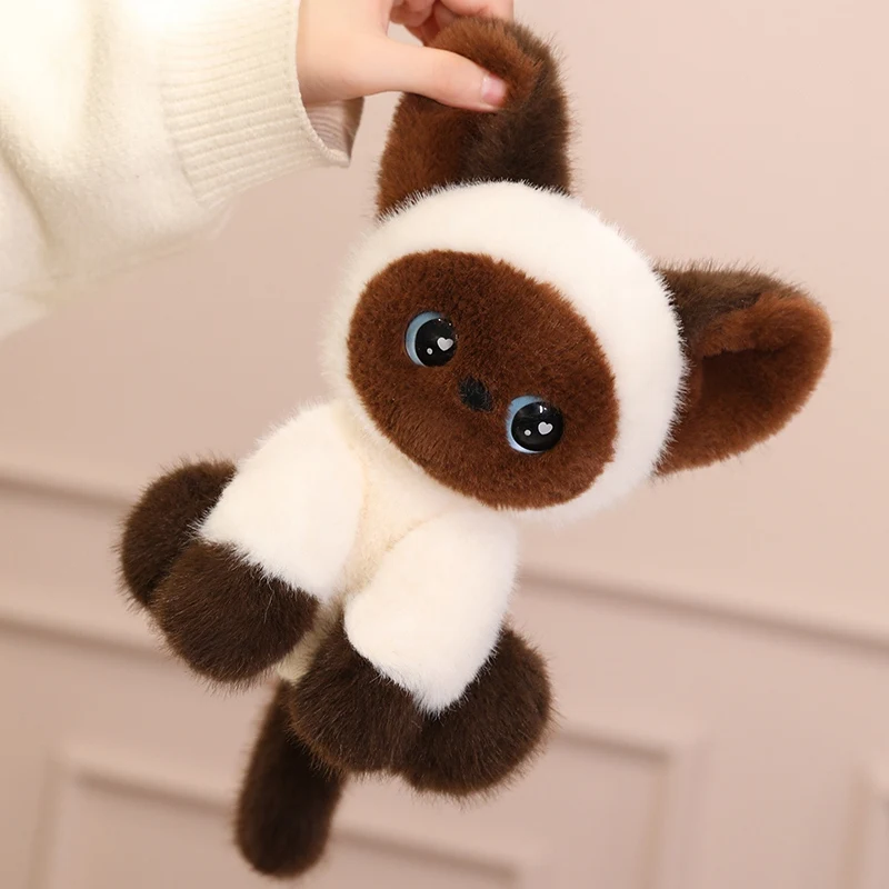 Peluche de gato siamés de dibujos animados, suave y realista - imagen 2