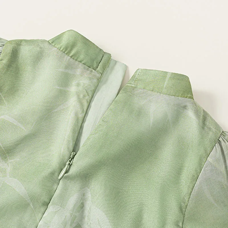 Vestido de verano para niña estilo cheongsam verde sin mangas - imagen 2