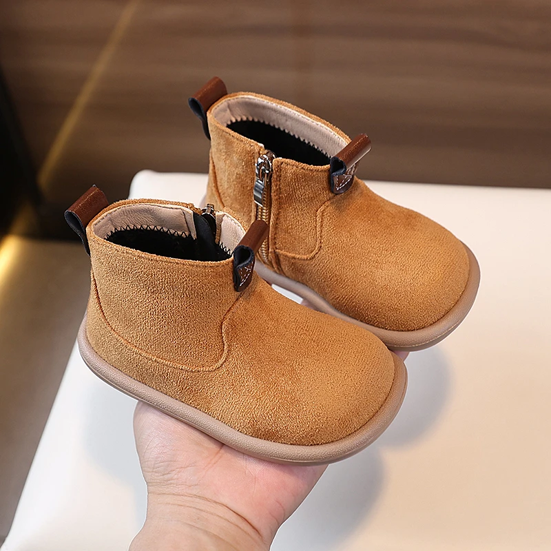 Botines antideslizantes de gamuza para bebé en otoño e invierno