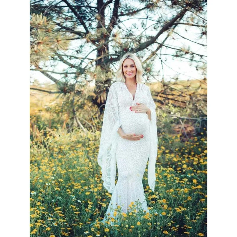 Vestido premamá blanco para sesiones fotográficas de embarazo - imagen 3