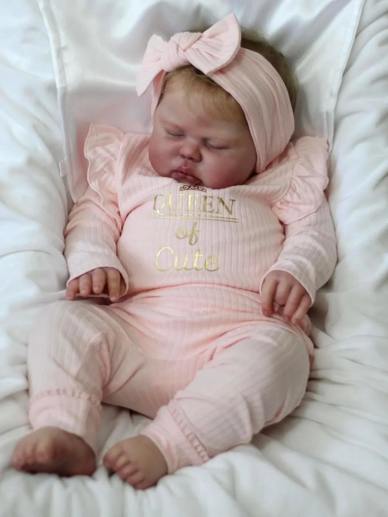 Muñeca reborn de tela con pelo enraizado a mano para niña