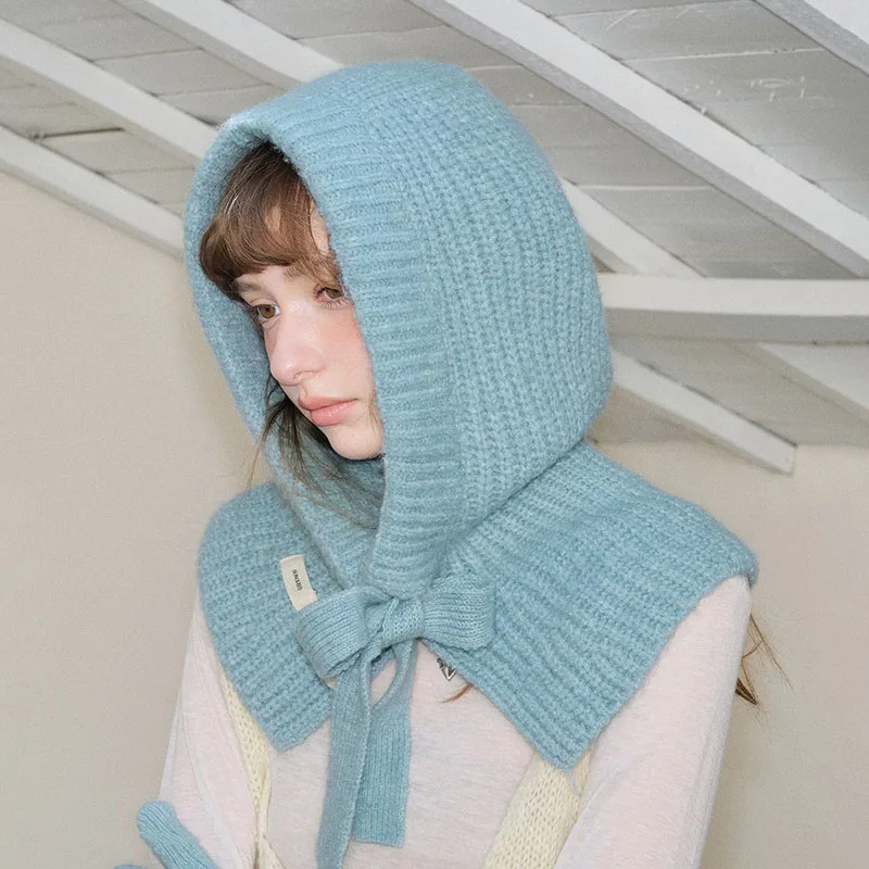 Gorro de punto grueso con cuello para niña – Talla cómoda - imagen 2