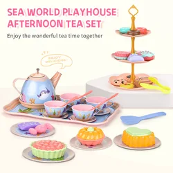 Juego té infantil hojalata para casa de juegos merienda postres