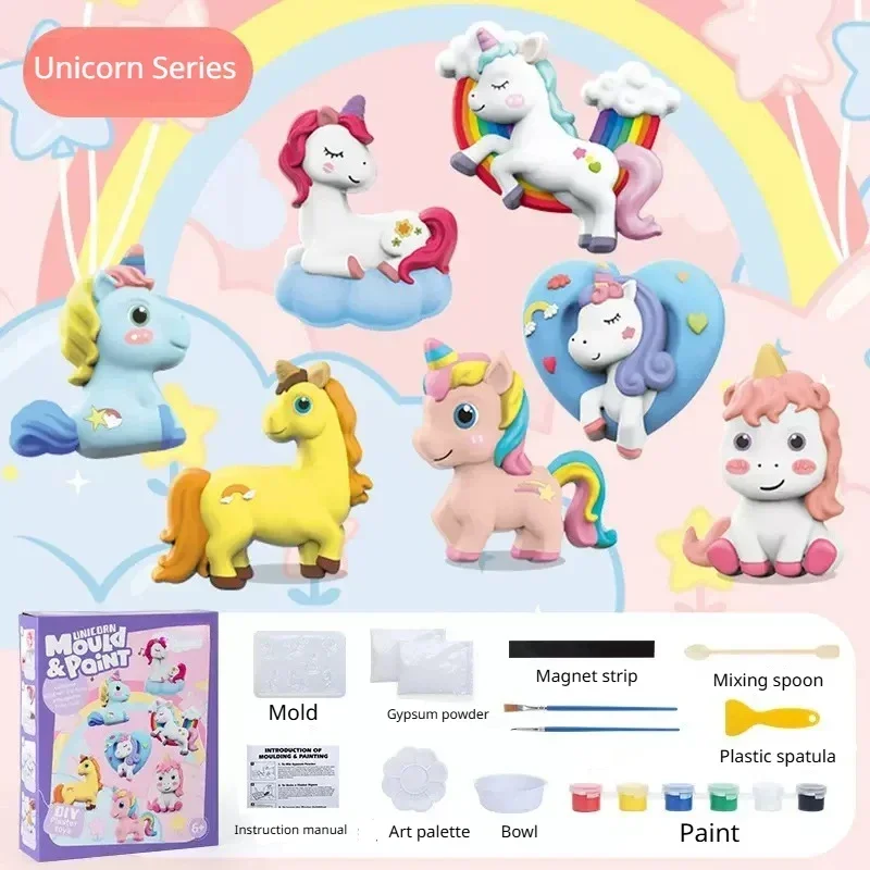 Molde de yeso creativo juego infantil arte pintura unicornio - imagen 2