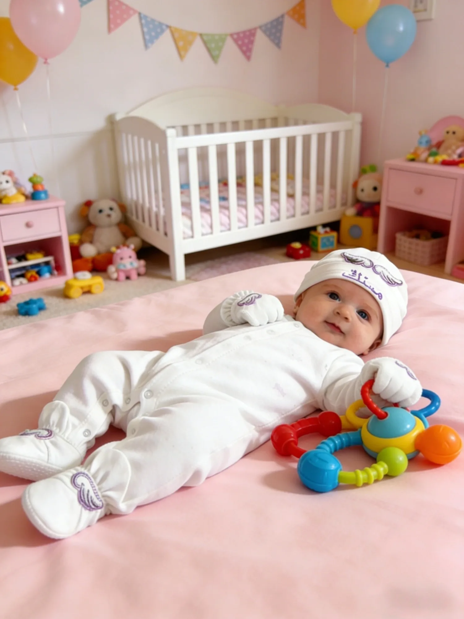 Conjunto bebé Ángel Morado bordado con nombre para niña - imagen 4