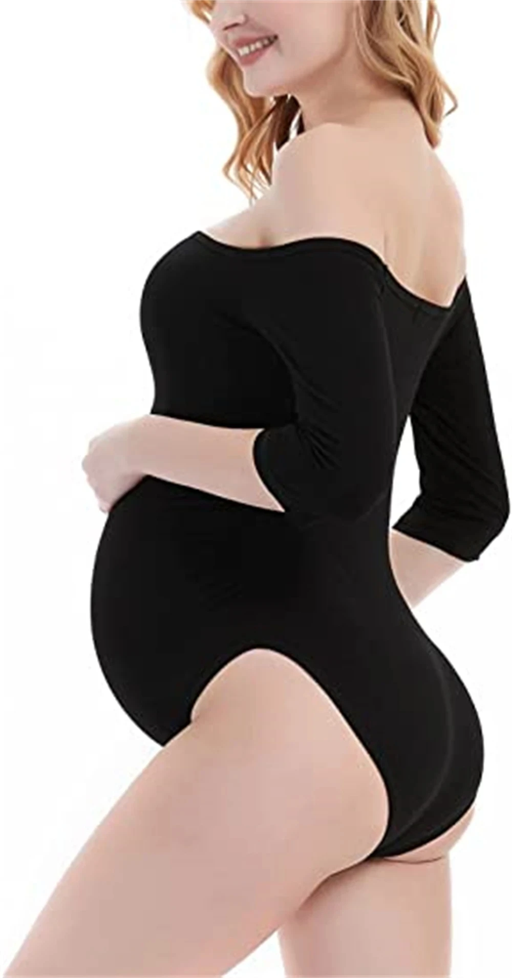 Body de maternidad de manga larga para fotos con hombros descubiertos - imagen 5