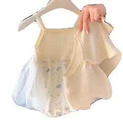 Mono con falda de malla estilo princesa para bebé niña de verano