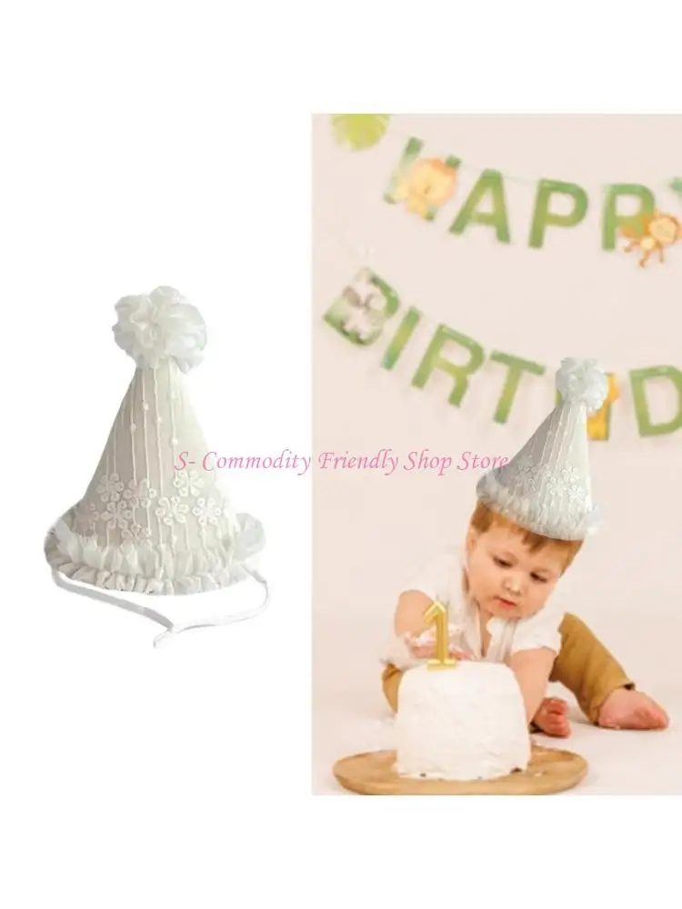 Sombrero infantil de tul cónico para cumpleaños y fotos - imagen 3
