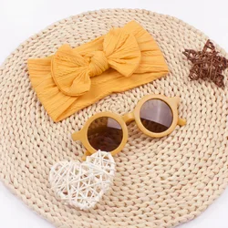 Diadema de algodón ancha con lazo Bowknot para niños y niñas