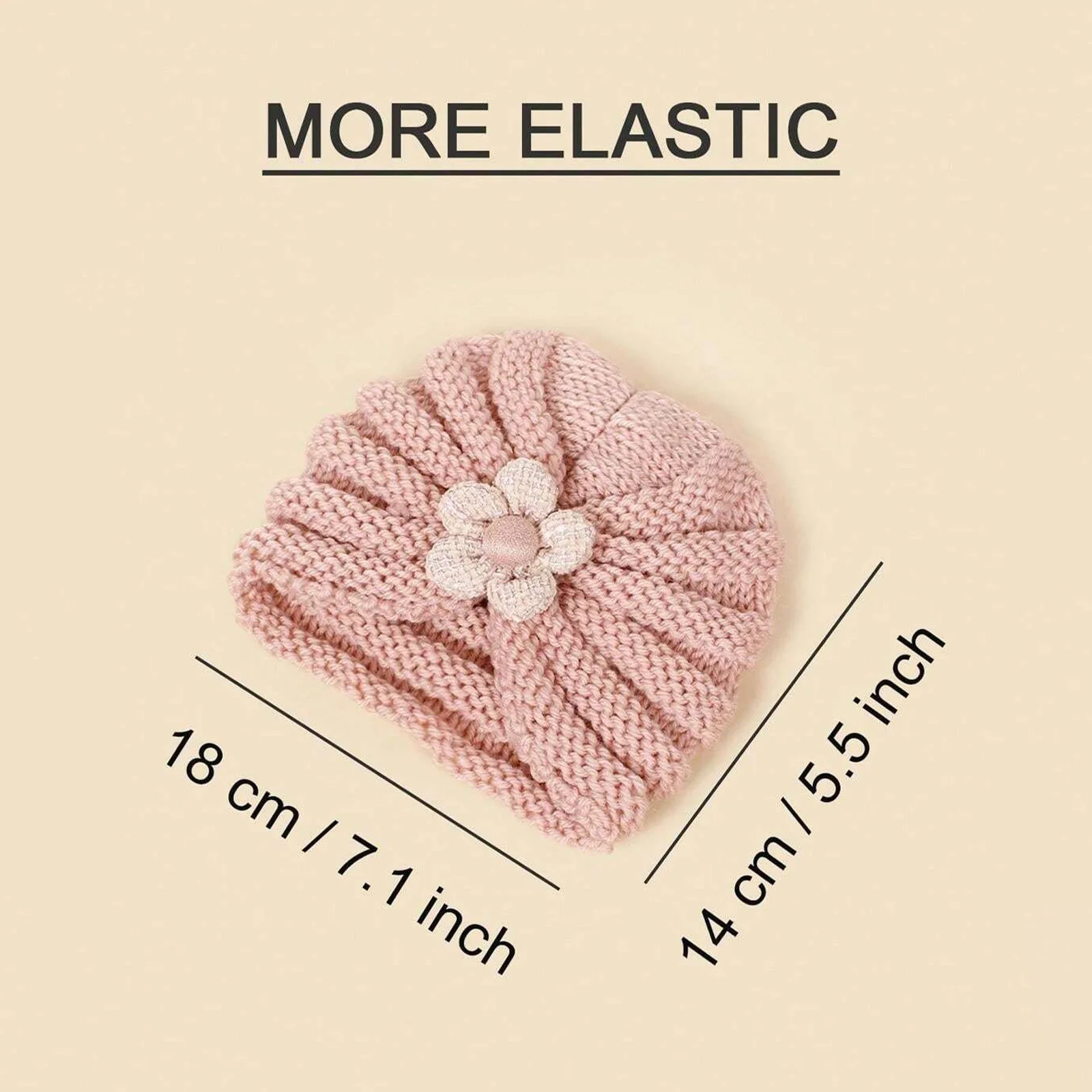 Gorro turbante de ganchillo para bebé con tiras térmicas y flores - imagen 4