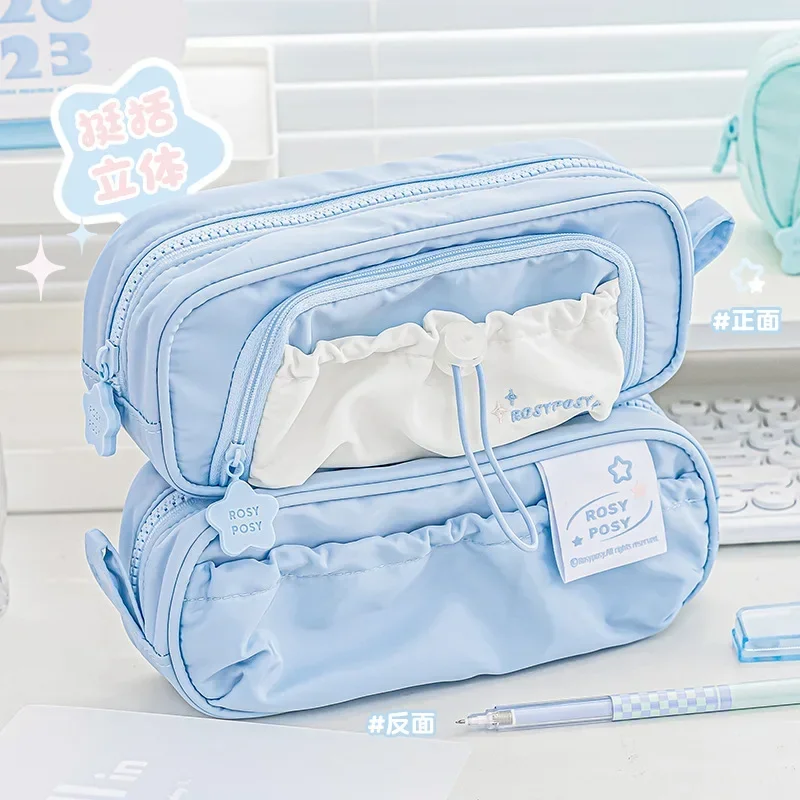 Star Bolsa de lápices infantil con cordón – Doble capa gran capacidad