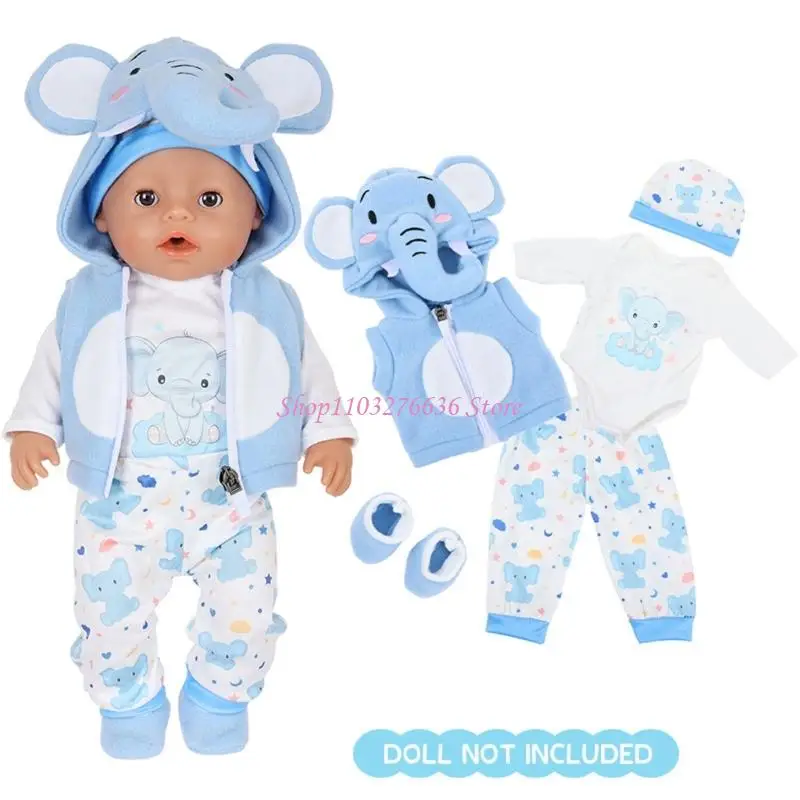 Traje de invierno en felpa suave con dibujos animados para muñeca - imagen 2