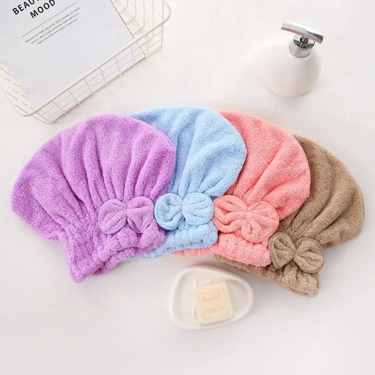 Turban de microfibra para secar el cabello con lazo y nudo - imagen 2