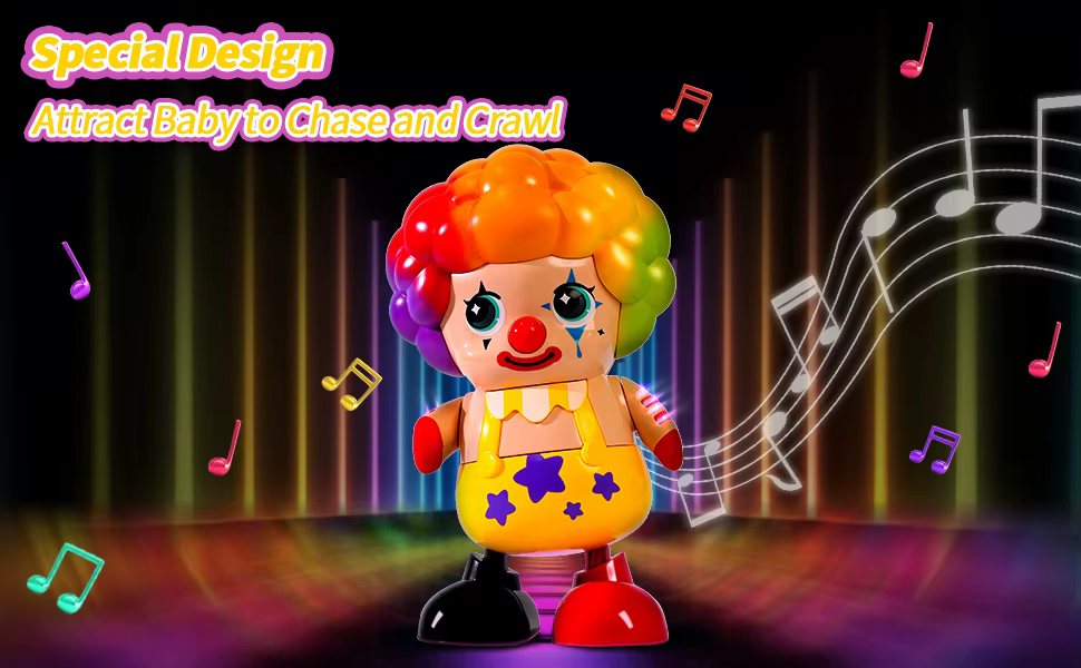 Payaso bailando con luces de colores