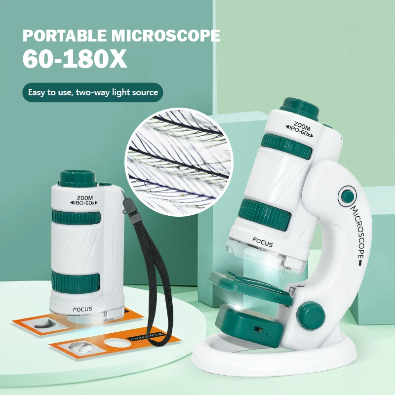 Kit de microscopio para niños con luz LED y laboratorio